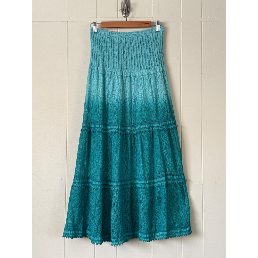 Me 2 Magic Women Ombre Floral Lace Tiered Maxi Skirt Size L Festival Fairy